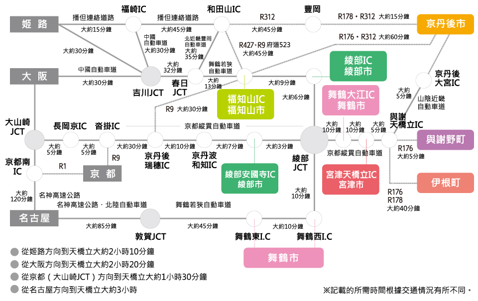 福知山 舞鶴 對天橋立的車 高速巴士 出自地鐵的交通手段 海的京都觀光園 京都北部