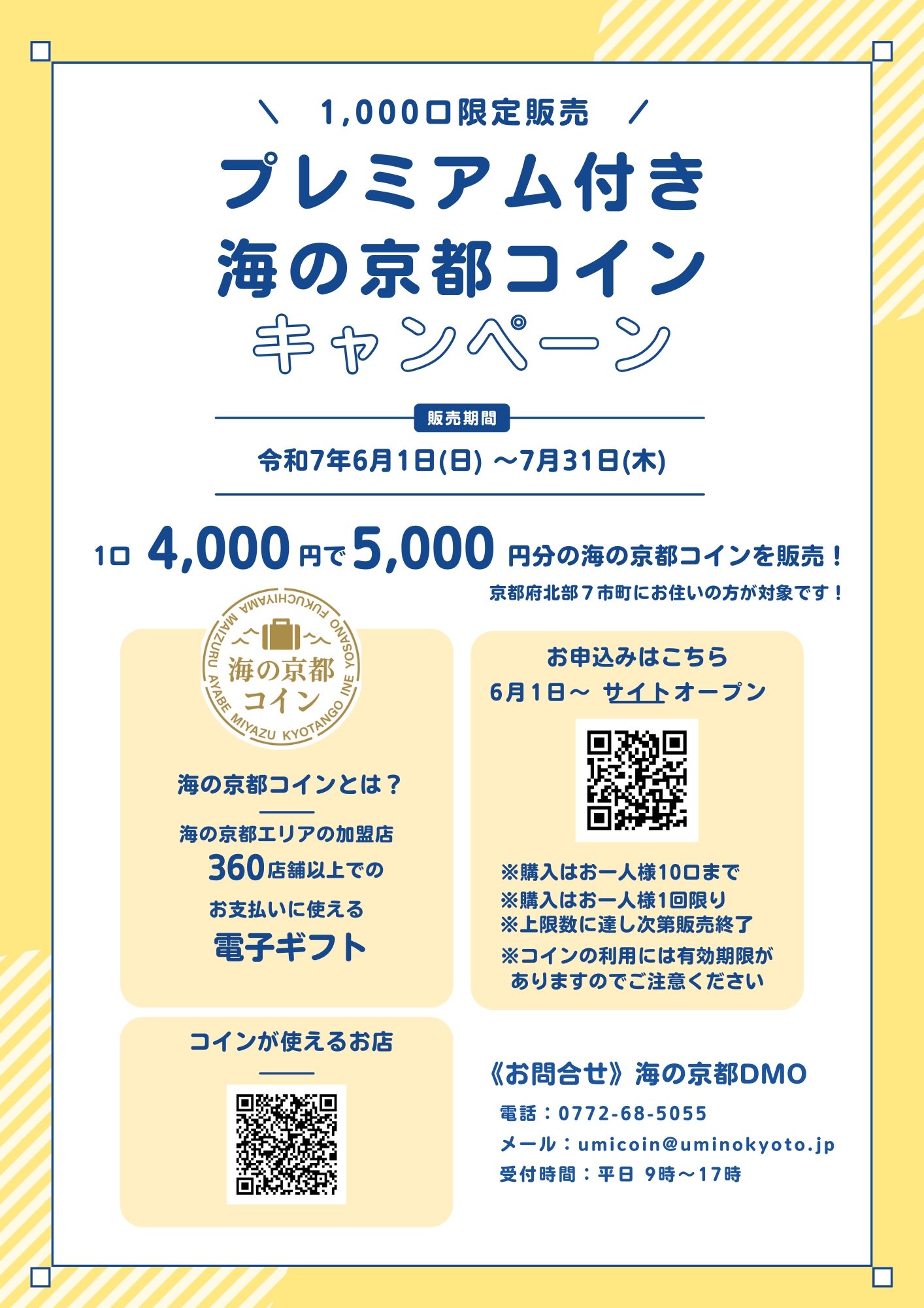 プレミアム付き海の京都コインキャンペーン開催！