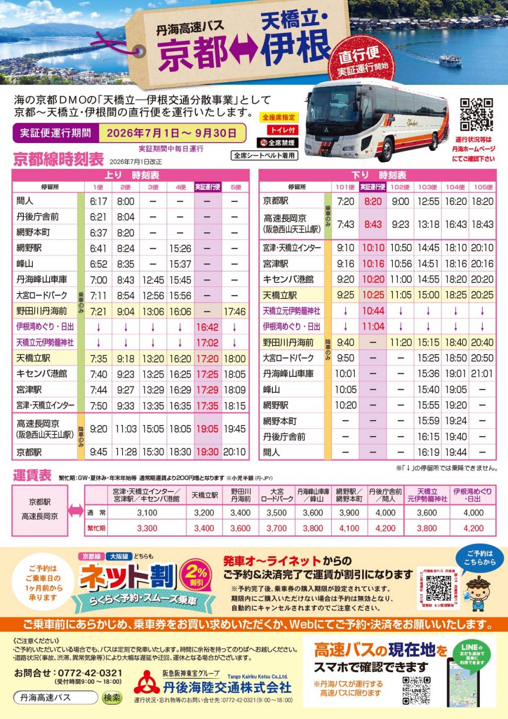 京都駅―天橋立・伊根高速バスの実証運行について